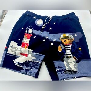 Men’s Ralph Lauren polo Bear and lighthouse Blue Shorts size 2XL good condition